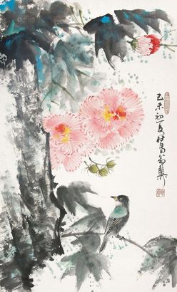 谢稚柳 花鸟 立轴