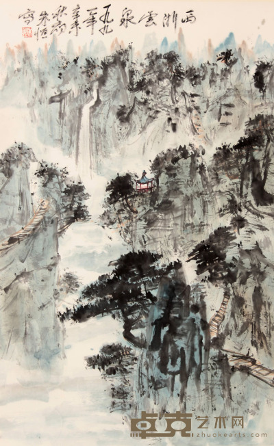 朱  恒 西湖云泉立轴 68×42