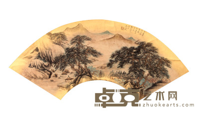 吴湖帆 山水扇面立轴 19×56