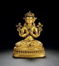 明·铜鎏金弥勒菩萨像