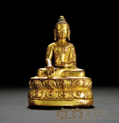 清·铜鎏金阿閦佛坐像 高:11.2cm