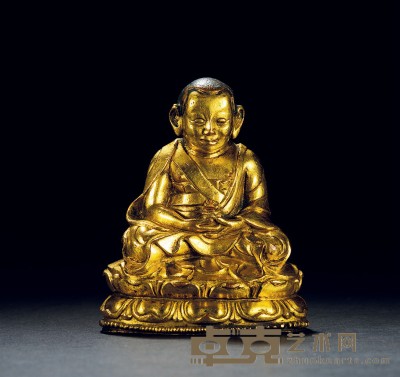 清中期·铜鎏金祖师像 高:10cm