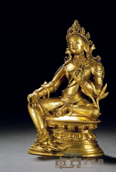 清·铜鎏金绿度母像 高:17.4cm