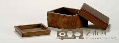 清·黄花梨雕方盒 高：7.3cm长：10.5cm宽：9.5cm