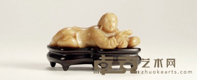 清·寿山石雕仕女摆件 长：11cm