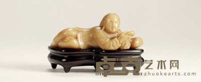 清·寿山石雕仕女摆件 长:11cm