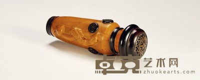 清·匏器仕女图蝈蝈葫芦 高:16cm