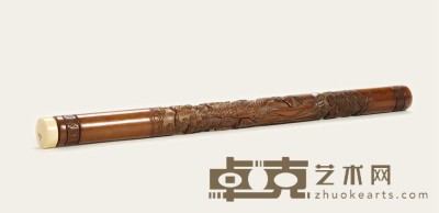清·黄杨木雕人物香筒 高：33cm