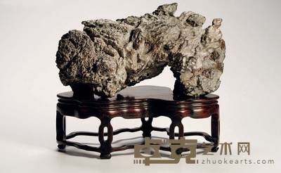 清·灵璧石山子摆件 带座高:22cm