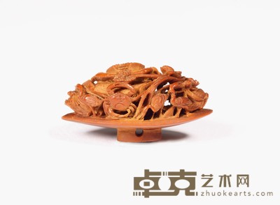 清 核雕野趣图挂件 长: 3.1cm