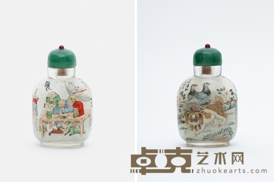 清 叶仲三画婴戏图鼻烟壶 高: 6.5cm