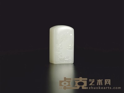 瞿利军 云影映川 白玉印 50×29×21mm 重量:81.8g