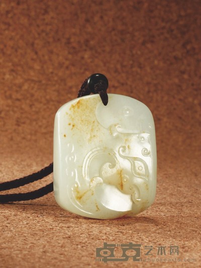 葛 洪 虎面 白玉把件 59×47×20mm 重量:112.0g