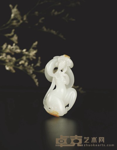 吴德升 弄影 白玉把件 70×40×15mm 重量：47.1g
