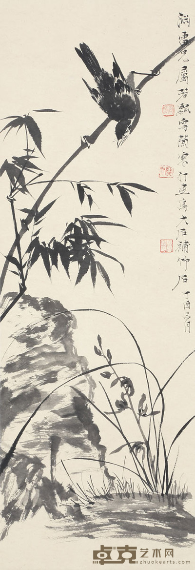 唐云 花鸟 97×34cm