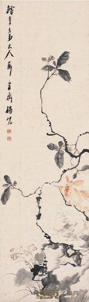 杨 岘  山石丹桂图 128×38cm