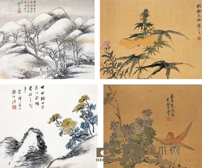 吴让之 朱 偁 杨伯润 山水·花鸟 29×37.5cm 29×35cm 28×33cm 26×31cm