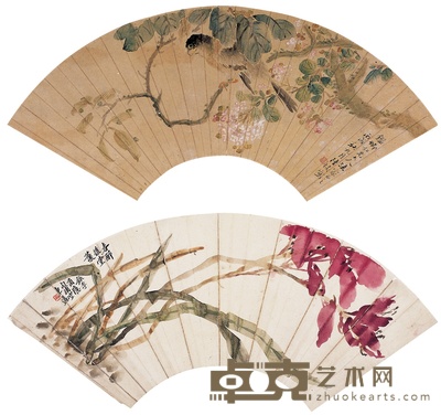 陆 恢 吴东迈 花鸟 18×52cm 17.5×50cm