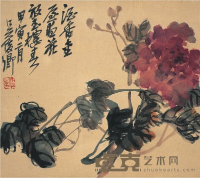 吴昌硕  牡丹图 33.5×38cm