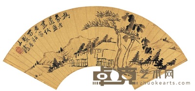 吴山涛 邻松而居图 17×52cm