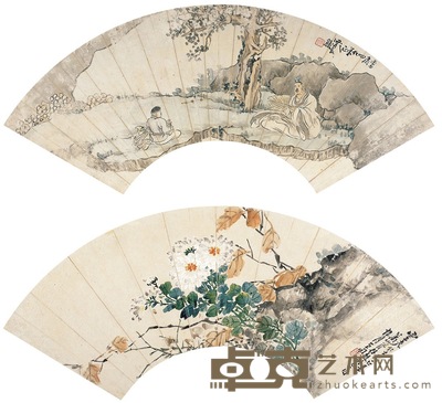 任 熊 消夏图·雏菊图 17×53cm 16×51cm