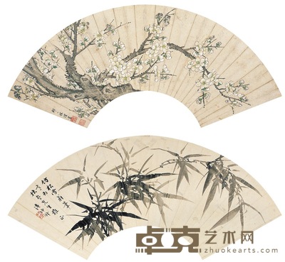 邹一桂 潘师升 白梅图 修竹图 15×48cm 17.5×52cm