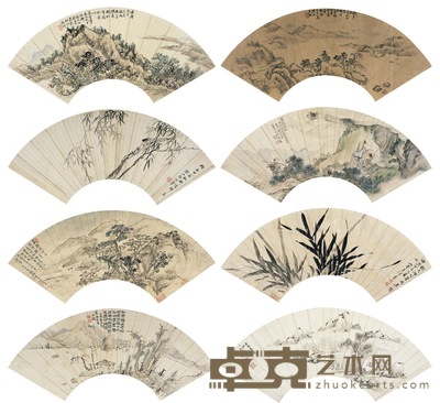 汪 徽 张 翀 张赐宁 王德普 等七家 山水·人物 19.5×57cm 17×52cm 16.5×49cm<br>14.5×47cm 18×