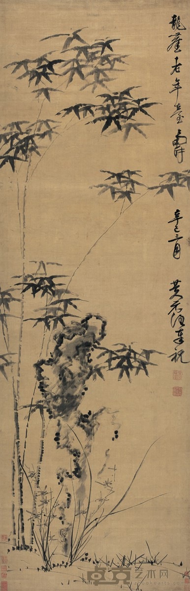 黄元治  竹石幽兰图 220×70cm