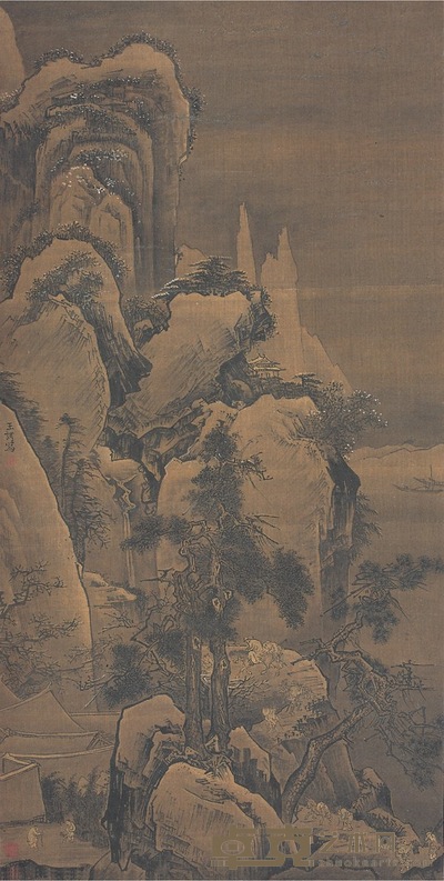 王 谔 雪山访友图 133×67cm