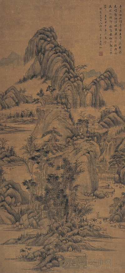 关 炳 云山幽居图 129×60cm