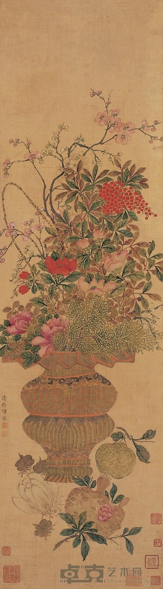 恽 冰  折枝花卉 115.5×32cm
