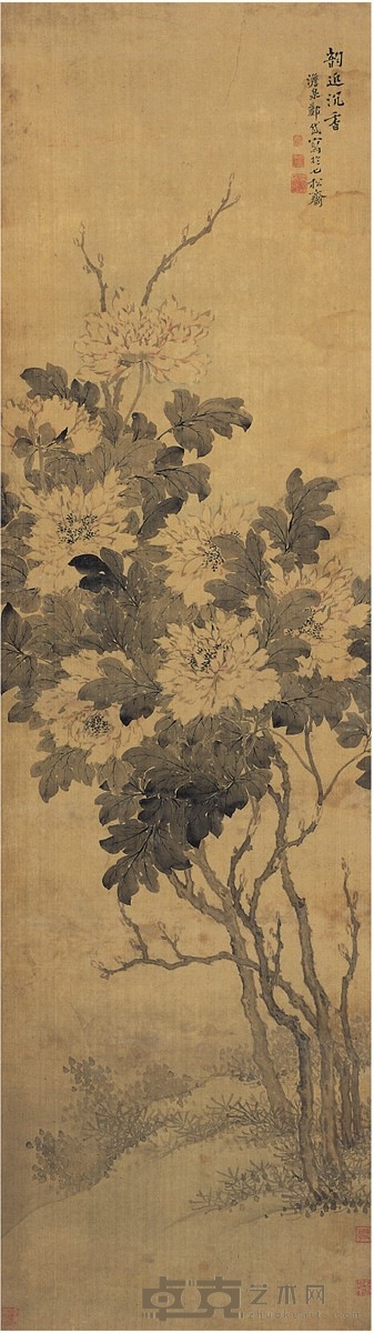 郑 岱 牡丹图 158×45cm