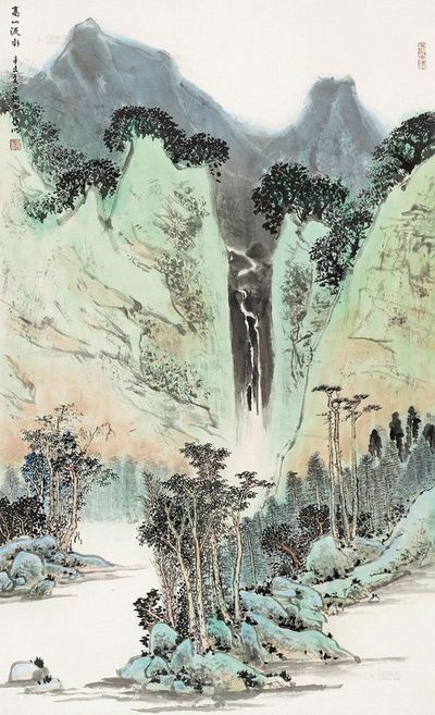 亚明 高山流水 立轴