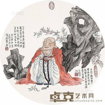 王烈 颂经图 镜片 <em>33×33cm</em>