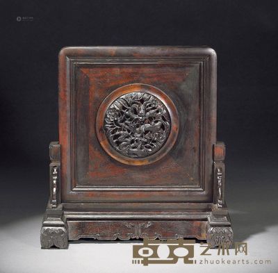 清 紫檀插屏 <em>27×25.5×10cm</em>