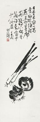 孙竹篱 1982年作 芋儿葱 立轴