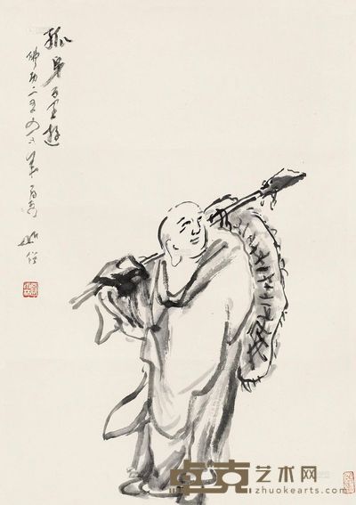 圆霖 孤身万里游 立轴 <em>44×32cm</em>