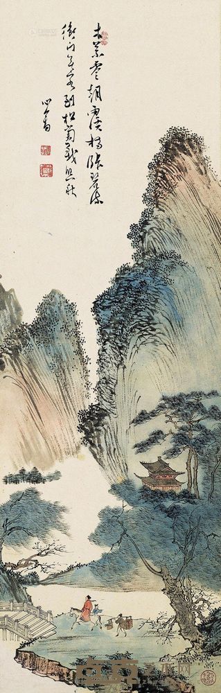 溥心畬 山水 立轴 <em>102×32cm</em>