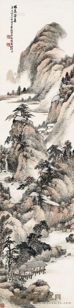 萧俊贤 山水 立轴 <em>130×32cm</em>