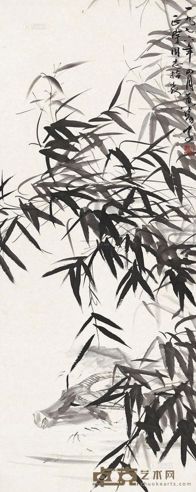 黄胄 水牛 立轴 <em>136×54cm</em>