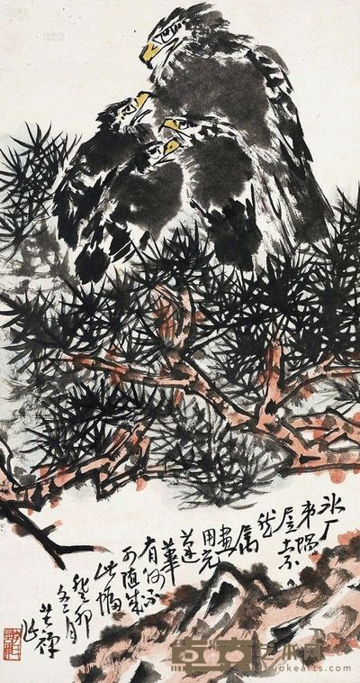 李苦禅 鹰 立轴 <em>86×45cm</em>