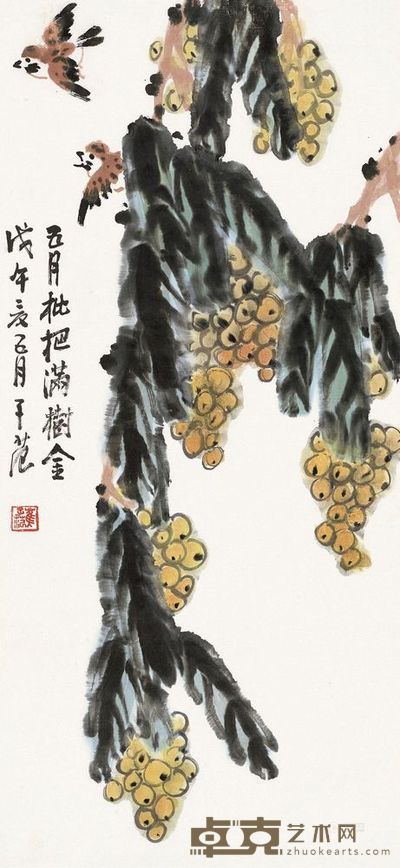 崔子范 花鸟 立轴 <em>95×43cm</em>