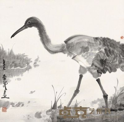 周京新 仙鹤 镜心 <em>68×67cm</em>