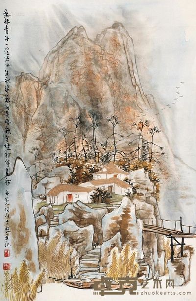 方骏 晚林青外 镜心 <em>70×46cm</em>