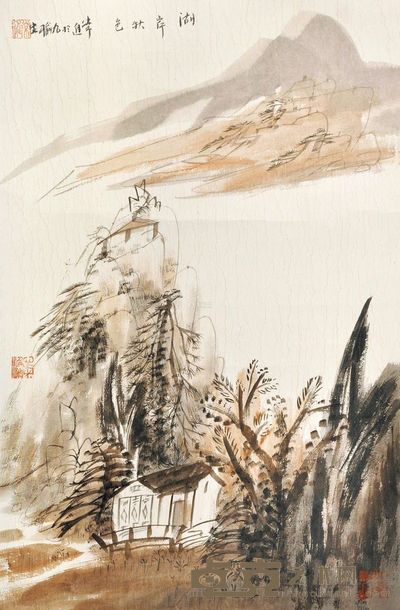 常进 湖岸秋色 镜片 <em>65×44cm</em>