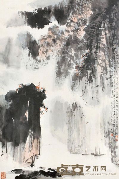 萧平 峡江晓色 镜框 <em>68×45cm</em>