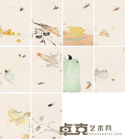 杨立奇 花鸟 册页 (十开) <em>尺寸不一</em>