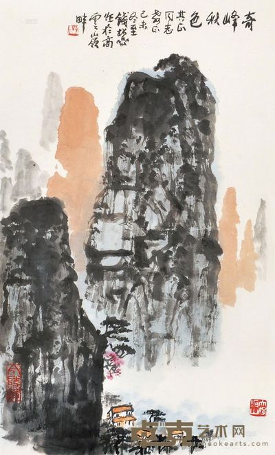 钱松嵒 奇峰秋色 镜框 <em>55×30cm</em>