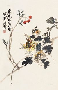 李味青 菊花 镜心