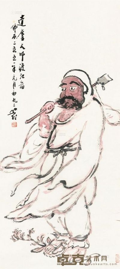 圆霖 达摩大师渡江图 镜心 <em>98×45cm</em>